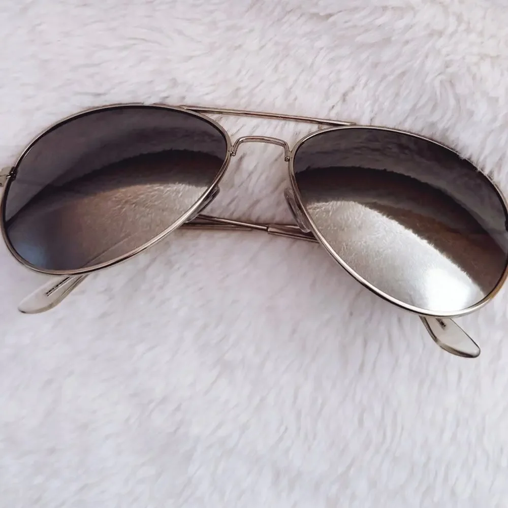 Francine Silver W/ Mirrored Lenses Aviator Sunglasses - Picture 1 of 12